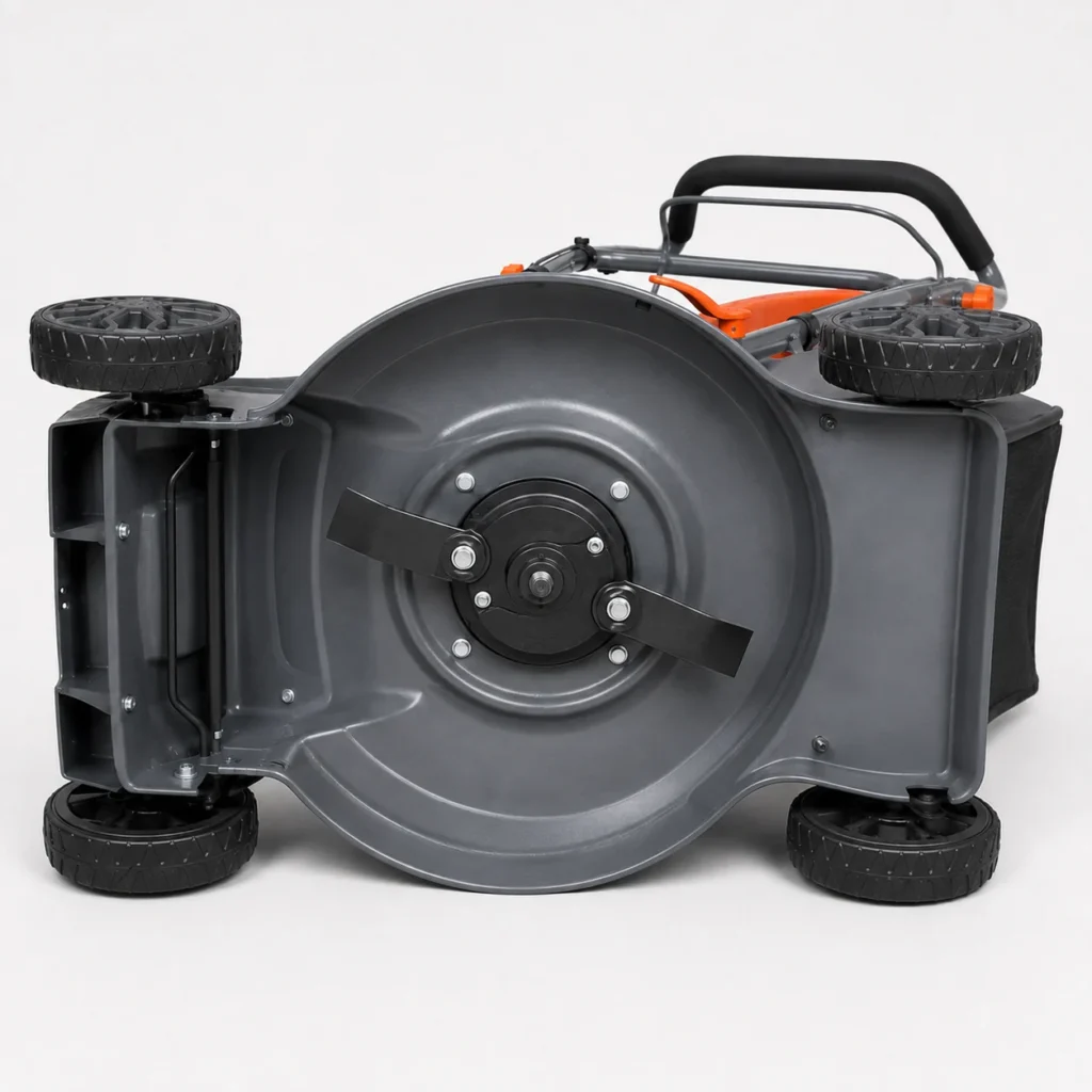 Clean underside of the GroundGO M1 showing two swing-back blades
